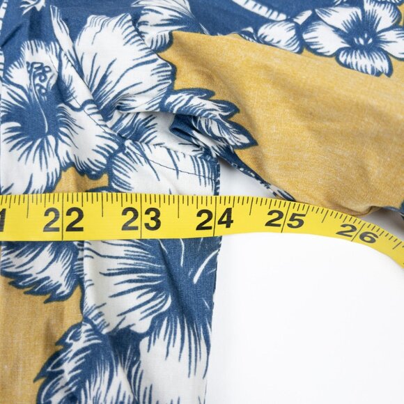 Reyn Spooner Floral Hawaiian Shirt Men's Large Blue Yellow Palm Tree Aloha - Picture 11 of 11